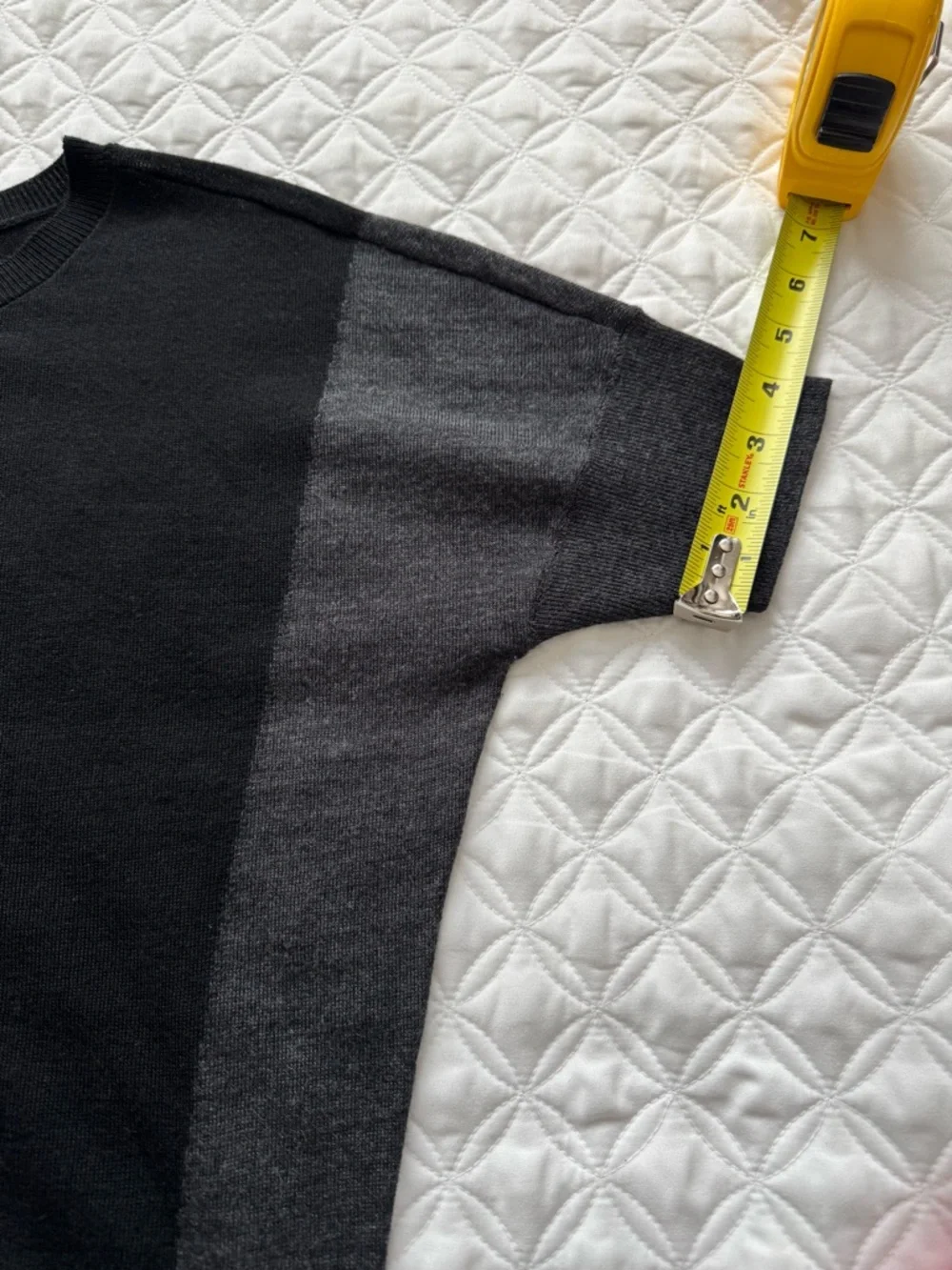 Ann Taylor Factory Black Gray Colorblock Wool Blend Short Sleeve Sweater Size S